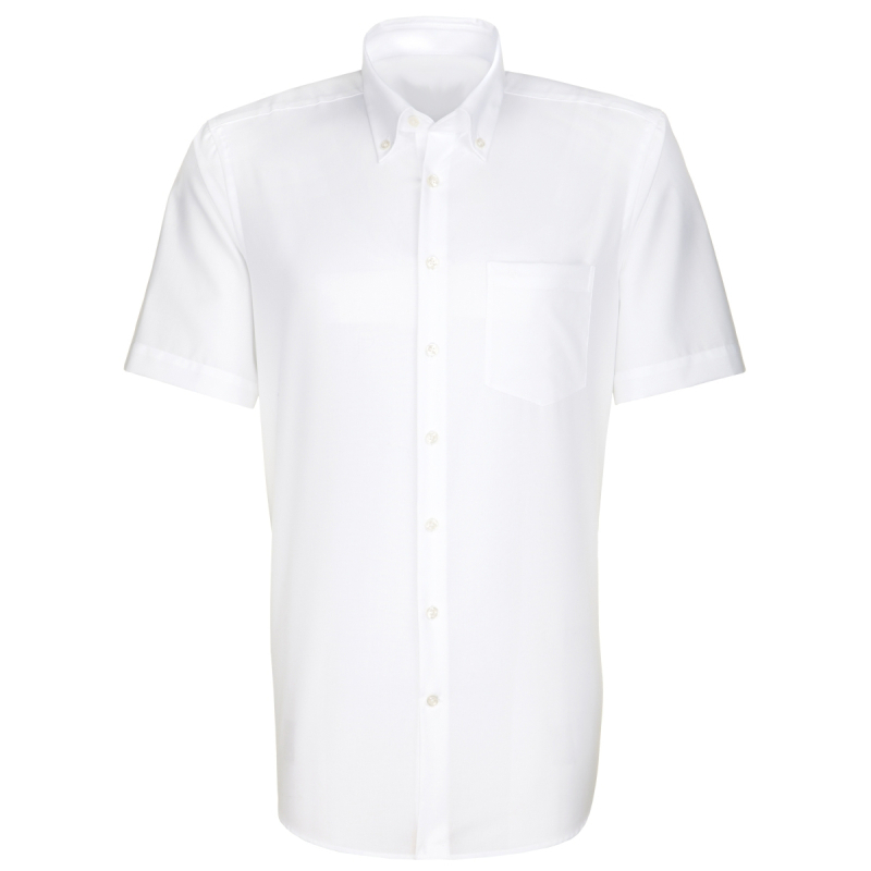 Bügelfreies Button Down Hemd Kurzarm in weiß