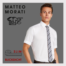 Matteo Morati® SlimLine Hemd, Fb.weiß Kurzarm Twill-Q