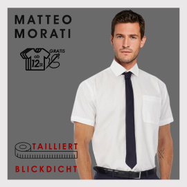 Matteo Morati® Hemd - Tailliert, Fb.weiß Kurzam...